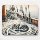 Sailboat Tabby Katze Schlafen auf Ropp Mousepad (Vorne)