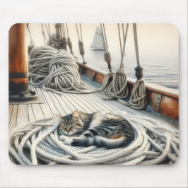 Sailboat Tabby Katze Schlafen auf Ropp Mousepad