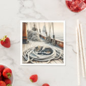 Sailboat Tabby Katze Schlafen auf Ropp Serviette (Beispiel)