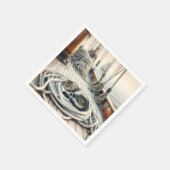 Sailboat Tabby Katze Schlafen auf Ropp Serviette (Ecke)