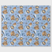 Sailboat Teddy Bears Wrapping Paper Geschenkpapier (Flach)