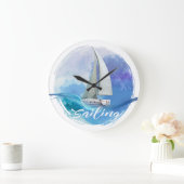 Sailboat-Text Segeltörn Acrylmauer Große Wanduhr (Zuhause)