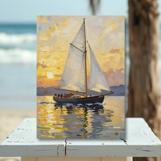 Sailboat Themed Happy Father's Day Karte