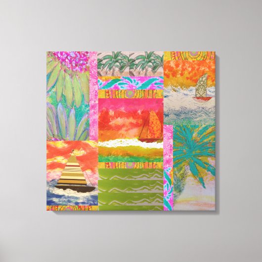 Sailboat Tropical Abstrakt Stretched Canvas Print Leinwanddruck (Vorderseite)