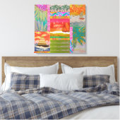 Sailboat Tropical Abstrakt Stretched Canvas Print Leinwanddruck (Insitu (Schlafzimmer))