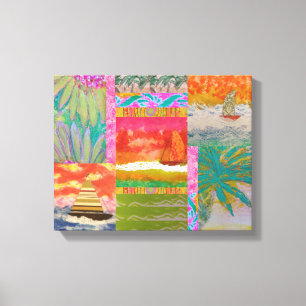 Sailboat Tropical Abstrakt Stretched Canvas Print Leinwanddruck