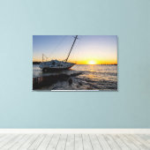 Sailboat und Jetty Sunset Leinwand (Insitu (Holzboden))