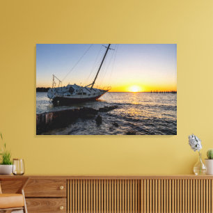 Sailboat und Jetty Sunset Leinwand