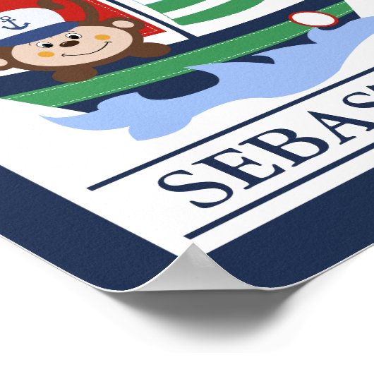 Sailboat und Monkey Custom Wall Print Poster (Ecke)