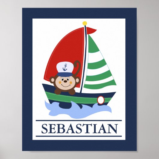 Sailboat und Monkey Custom Wall Print Poster (Vorne)