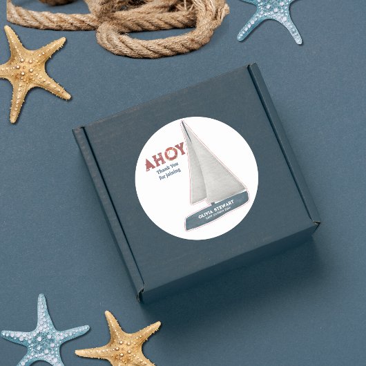 Sailboat Vielen Dank Nautical Baby Dusche Runder Aufkleber