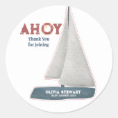 Sailboat Vielen Dank Nautical Baby Dusche Runder Aufkleber (Vorderseite)