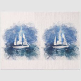 Sailboat Wasserfarbe 20x30 Decoupage Seidenpapier