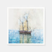 Sailboat Watercolor Paper Napkins Serviette (Vorderseite)