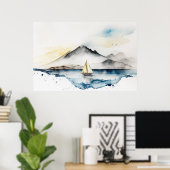 Sailboat Watercolor Poster (Heimbüro)