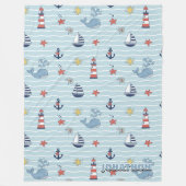 Sailboat, Wave and Whale Pattern ID1228 Fleecedecke (Vorderseite)