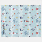 Sailboat, Wave and Whale Pattern ID1228 Fleecedecke (Vorderseite (Horizontal))