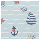 Sailboat, Wave and Whale Pattern ID1228 Stoff (Nahaufnahme)
