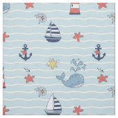 Sailboat, Wave and Whale Pattern ID1228 Stoff (Muster)