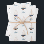 Sailboat Wedding Nautical Birthday Baby Dusche Geschenkpapier Set<br><div class="desc">Dieses hübsche Geschenkpapier macht so eine klassische Präsentation für Ihr Kleines. Ideal für einen ersten Geburtstag, eine Babydusche oder eine Geburtstagsfeier für Ihren kleinen Segler. Passen Sie Ihren Namen an, oder löschen Sie den Namen für ein sauberes, klassisches Aussehen, das Sie in Ihrer Sammlung für das perfekte Event behalten können....</div>