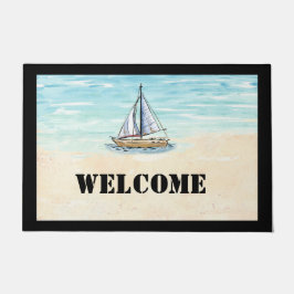 Sailboat Welcome Door Mat Fußmatte