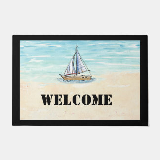 Sailboat Welcome Door Mat Fußmatte