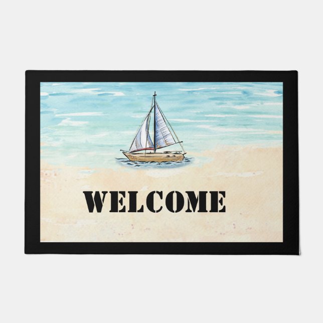 Sailboat Welcome Door Mat Fußmatte (Vorderseite)