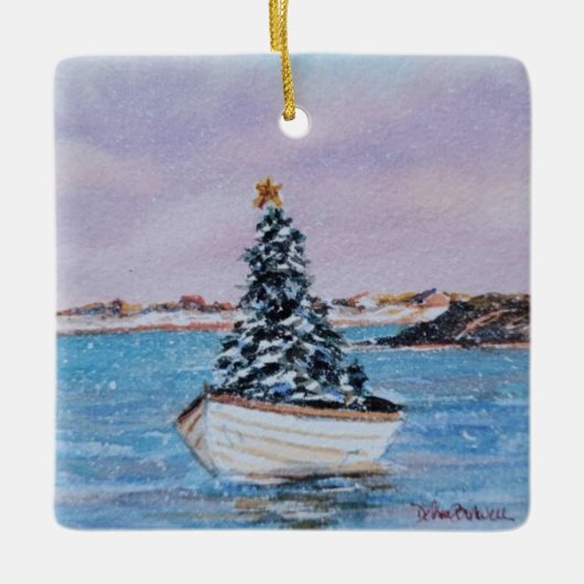 Sailboat Winterschmuck Keramikornament (Vorderseite)