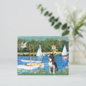 Sailboats - Boston Terrier #@ Postkarte (Stehend Vorderseite)