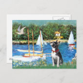 Sailboats - Boston Terrier #@ Postkarte (Vorne/Hinten)