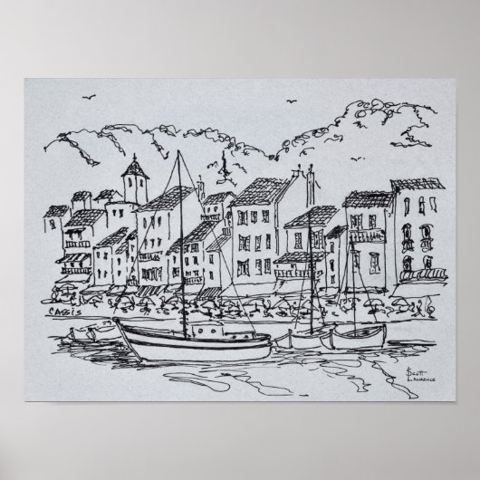 Sailboats in the Harbor | Cassis, France Poster (Vorne)