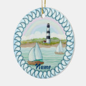Sailboats Leuchtturm individuelle Name Keramik Ornament (Links)