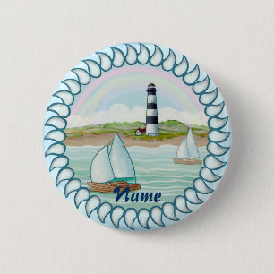 Sailboats Lighthouse Button