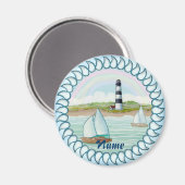 Sailboats Lighthouse Magnet (Vorderseite/Rückseite)