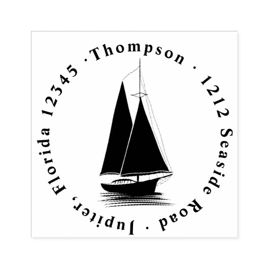 Sailboats Name der nautischen Familie mit Adresse Gummistempel (Prägung)