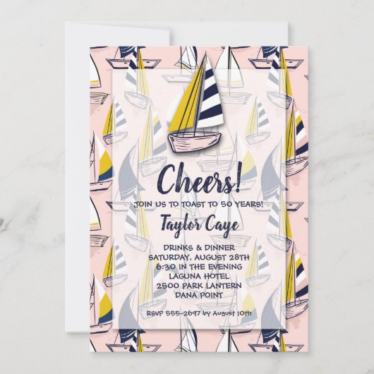 Sailboats Nautical Birthday Einladungen (Vorderseite)