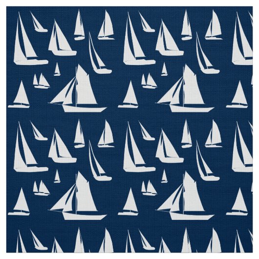 Sailboats Navy Blue Nautic Stoff (Muster)