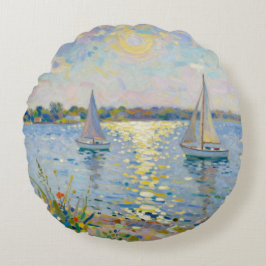 Sailboats New England Summer Rundes Kissen