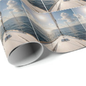 Sailboats with Seagulls On Ocean Water Geschenkpapier (Rolleneckpunkt)