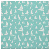 Sailboote Blaues weißes Wassermuster Stoff (Muster)