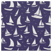 Sailboote Blaues weißes Wassermuster Stoff (Nahaufnahme)
