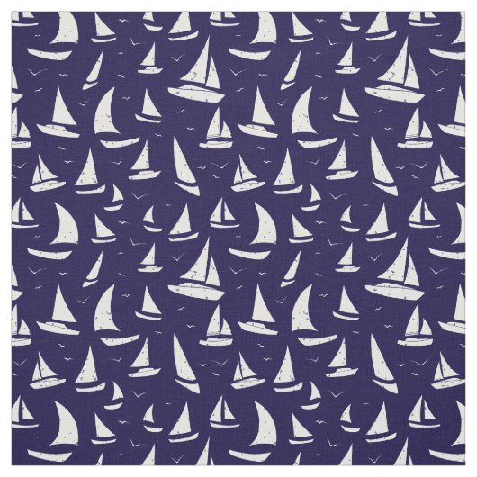 Sailboote Blaues weißes Wassermuster Stoff (Muster)