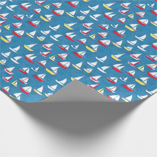 Sailboote Muster Preppy Geschenkpapier (Ecke)