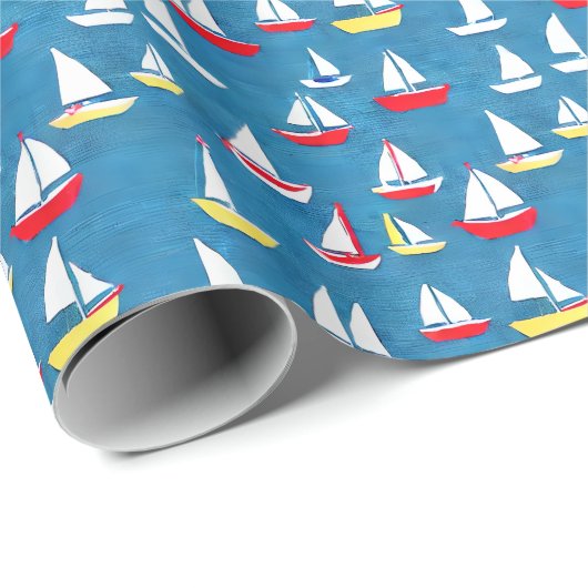 Sailboote Muster Preppy Geschenkpapier (Rolleneckpunkt)