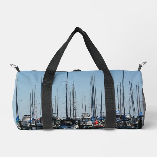 Sailboote Nautical Marina Sailing Blue Duffle Bag (Vorderseite)