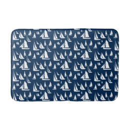 Sailboote Nautical Navy Blue Badematte