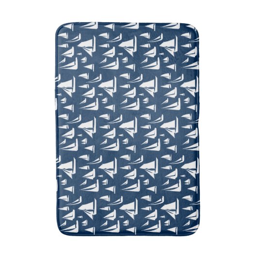 Sailboote Nautical Navy Blue Badematte (Vorderseite Vertikal)