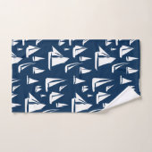 Sailboote Nautical Navy Blue Badhandtuch Set (Handtuch)