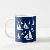 Sailboote Nautical Navy Blue Custom Kaffeetasse (Links)
