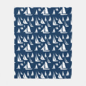 Sailboote Nautical Navy Blue Fleecedecke (Vorderseite)